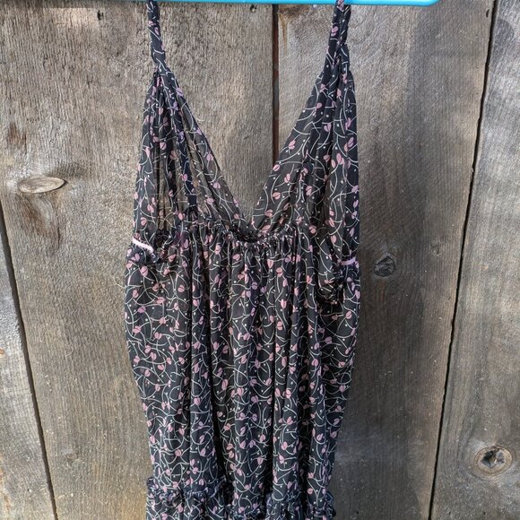 Oscar de la Renta Sheer Black Floral Slip Dress - Pink Label - Size Medium - Picture 5 of 6